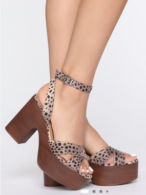 Platform Ankle-Strap Sandal in Leopard Taupe
